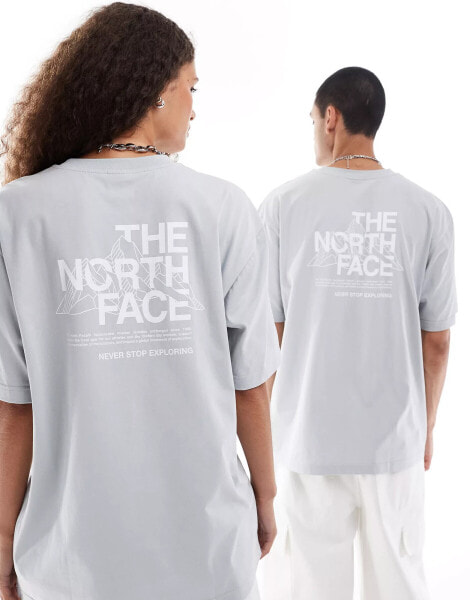 The North Face Mountain Sketch back print oversized t-shirt in grey