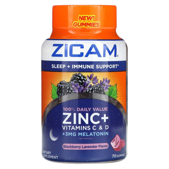 Витаминный комплекс Zicam Цинк 70 жевательных мишек, BlackBerry Lavender, для сна и поддержки иммунитета