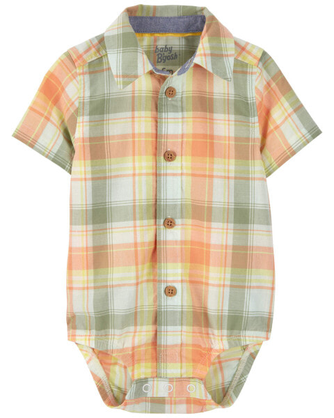 Baby Plaid Button-Front Bodysuit 12M