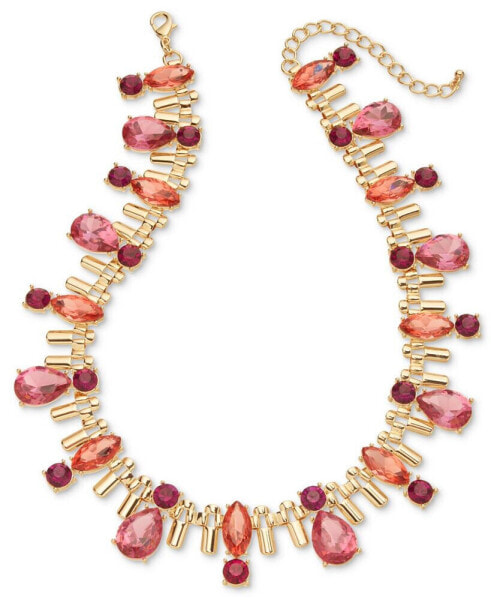 Gold-Tone Color Crystal & Stone Statement Necklace, 17" + 3" extender, Created for Macy's