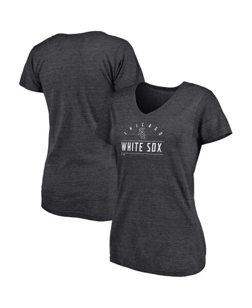 Women's Heather Charcoal Chicago White Sox League Leader V-Neck T-shirt
