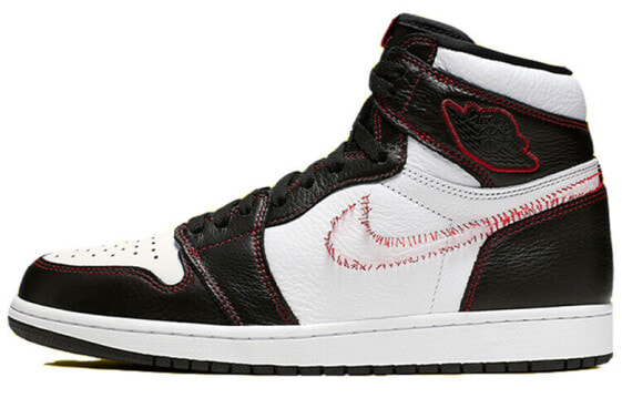Кроссовки Nike Air Jordan 1 Retro High Defiant White Black Gym Red (Белый, Черный)