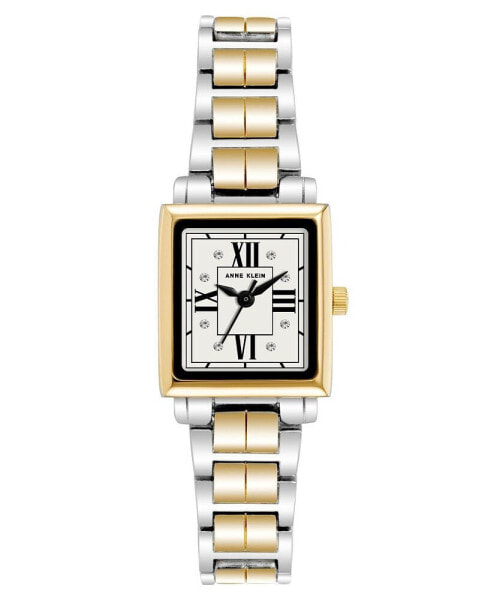 Women's Three-Hand Quartz Square Gold-Tone and Silver-Tone Alloy Bracelet Watch, 21mm