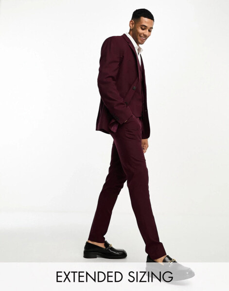 ASOS DESIGN skinny suit jacket in burgundy