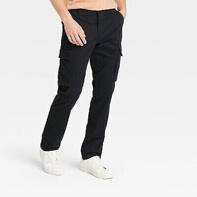 Men's Regular Fit Straight Cargo Pants - Goodfellow & Co Black 33x30