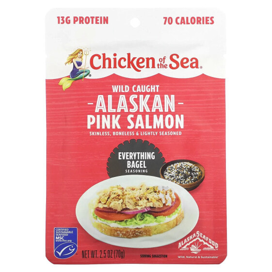 Wild Caught Alaskan Pink Salmon, Everything Bagel Seasoning, 2.5 oz (70 g)