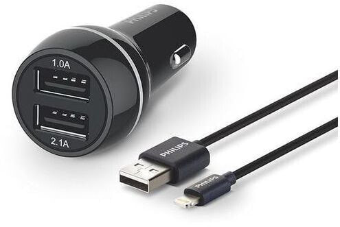 Фиолетовая автомобильная зарядка Philips 2x USB-A 3.1 A (DLP2357V/10)