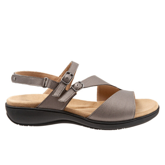 Trotters Riva T2016-043 Womens Gray Wide Leather Strap Sandals Shoes 9