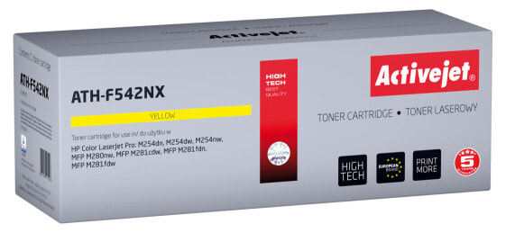 Activejet ATH-F542NX toner (replacement for HP 540 CF542X; Supreme; 2500 pages; yellow) - 2500 pages - Yellow - 1 pc(s)