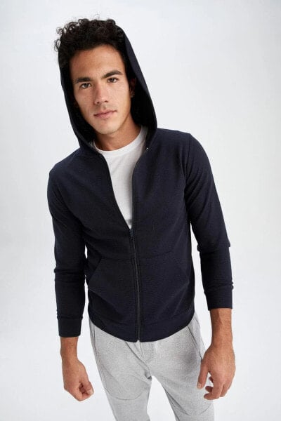 Regular Fit Kapüşonlu Fermuarlı Sweatshirt Z9658az22au