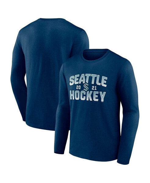 Men's Deep Sea Blue Seattle Kraken Skate Or Die Long Sleeve T-shirt