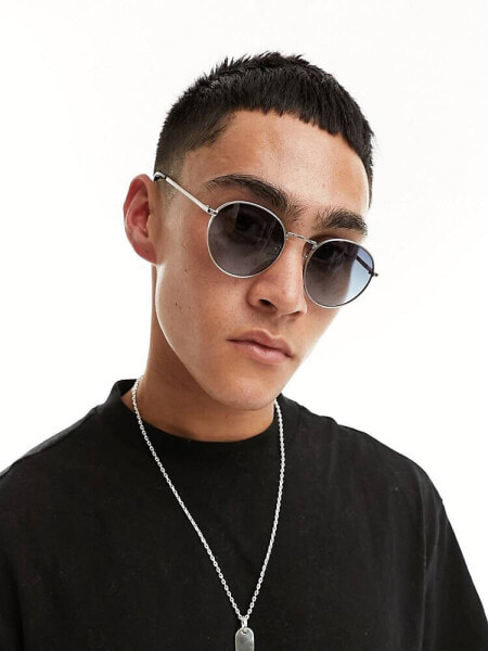 Jack & Jones round sunglasses in silver