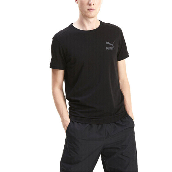 Puma Iconic T7 Slim Crew Neck Short Sleeve T-Shirt Mens Black Casual Tops 597654
