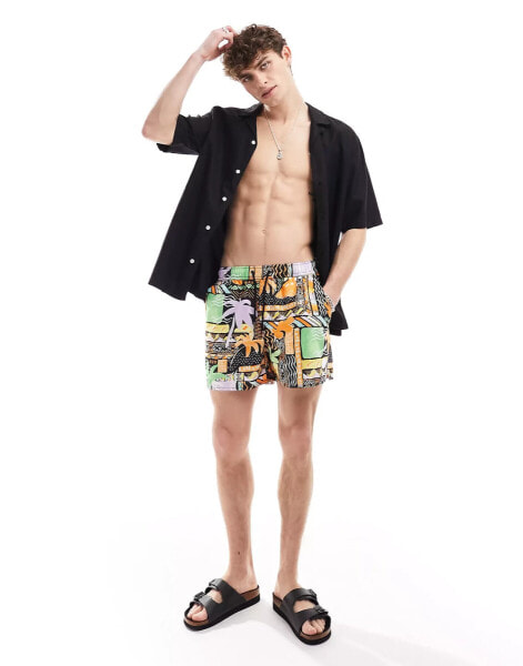 Native Youth beach print regular fit swim shorts in multi