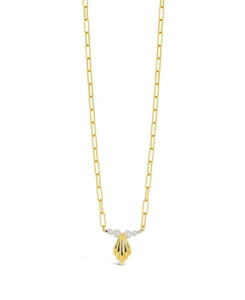 Sterling Forever silver-Tone or Gold-Tone Cultured Shell Pearls With Shell Pendant Chérie Necklace