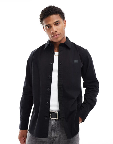 Calvin Klein Jeans Relaxed Cotton Twill Shirt in CK Black