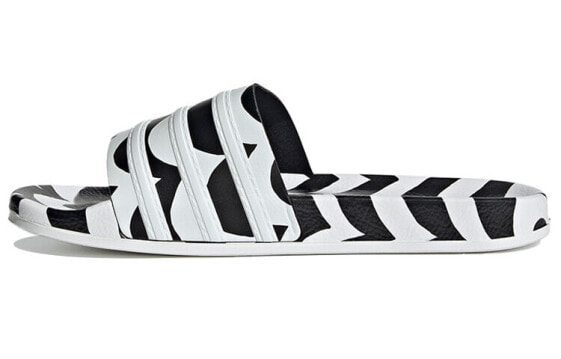 Спортивные тапочки женские Adidas Originals Marimekko Adilette черно-белые