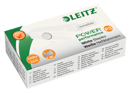 Esselte Leitz Power Performance 24/6 P3 - Staples pack - 6 mm - 1000 staples - Steel - Zinc - White - 30 sheets