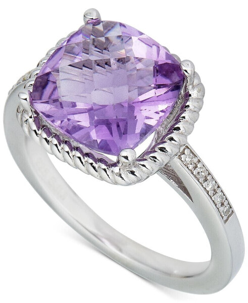 Pink Amethyst (3 ct. t.w.) & Diamond (1/20 ct. t.w.) Ring in Sterling Silver (Also in Blue Topaz & Green Quartz)