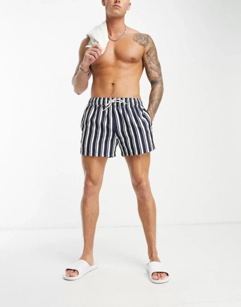 New Look stripe swim shorts in navy