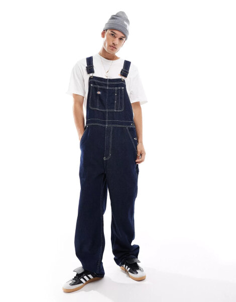 Dickies classic denim dungarees in dark blue