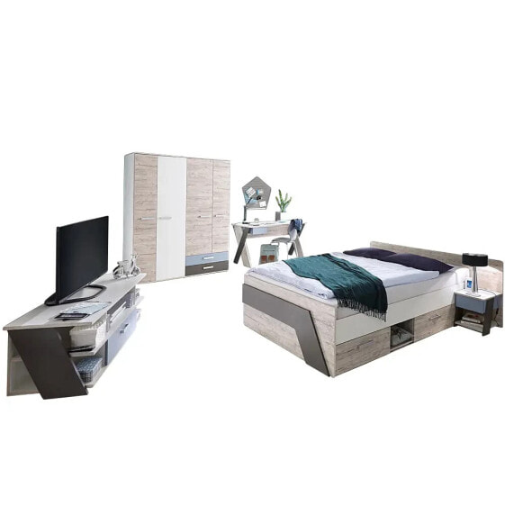 Jugendmöbel Set mit Bett 140x200cm 5-tlg