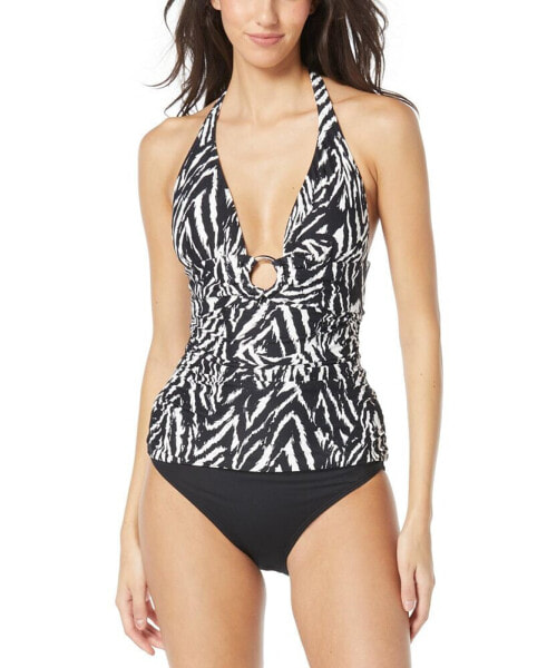 Women's Animal-Print O-Ring Tankini Top