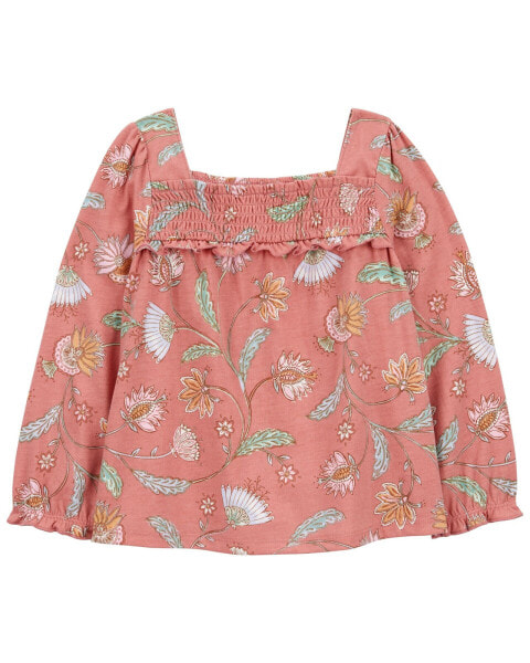 Baby Wildflower Print Smocked Square Neck Top 12M