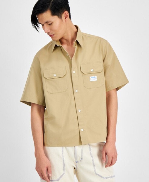 Men's Loose-Fit Button-Down Twill Shirt