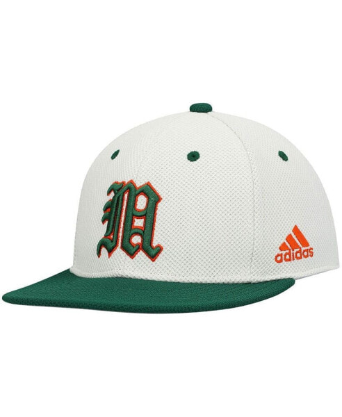 Men's Cream, Green Miami Hurricanes On-Field Baseball Fitted Hat