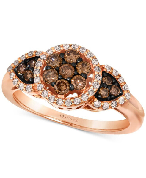 Chocolate Diamond & Nude Diamond Halo Cluster Ring (5/8 ct. t.w.) in 14k Rose Gold