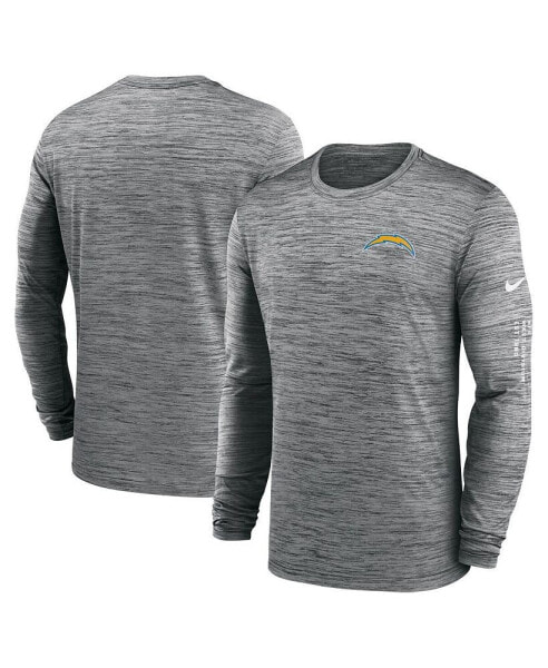 Men's Anthracite Los Angeles Chargers Velocity Long Sleeve T-shirt