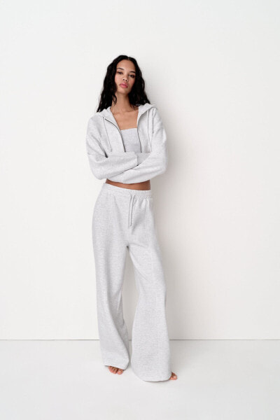 Plush wide-leg jogger trousers