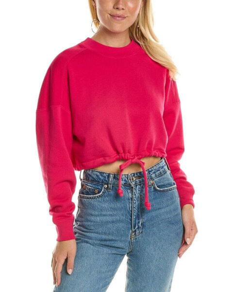 Rebecca Taylor Cropped Terry Sweatshirt Women's Pink Xl