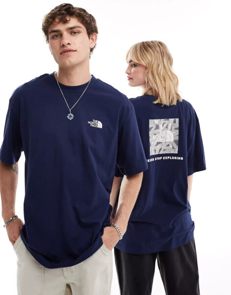 The North Face Geolines Redbox backprint oversized t-shirt in navy exclusive to ASOS