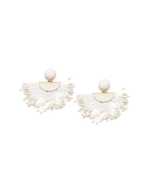 Women's White Tassel Drop Earrings