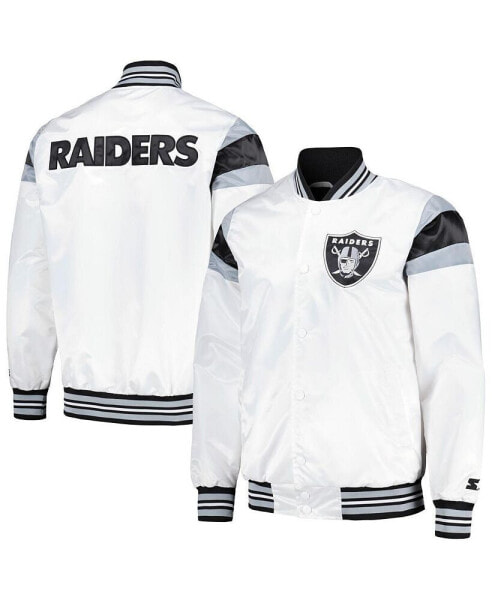 Men's White Las Vegas Raiders Satin Full-Snap Varsity Jacket