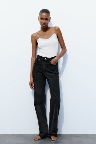 Джинсы с высокой посадкой trf wide leg ZARA