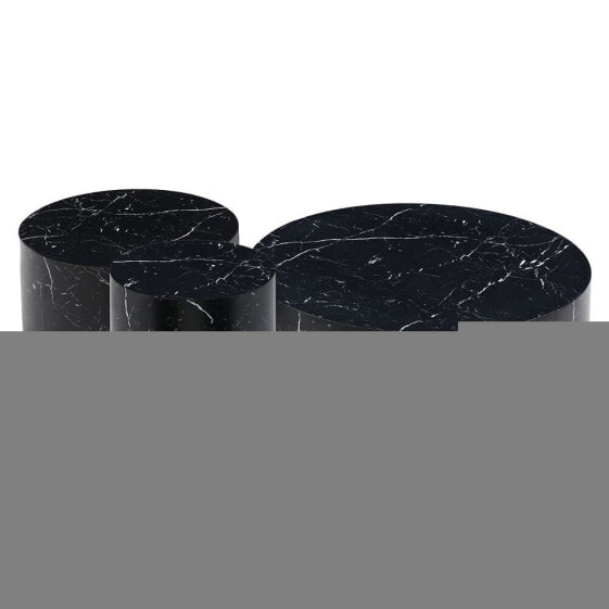 Black Marble Pattern Round Coffee Table Set