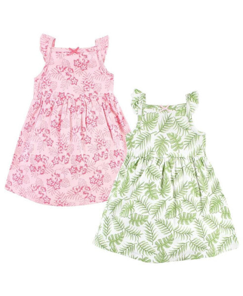 Toddler Girls Cotton Dresses, Palm Leaf