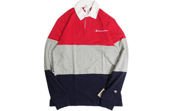 Champion 刺绣长袖Polo衫 美版 男女同款 拼接 / Поло Champion Polo T3415-549724-JB5