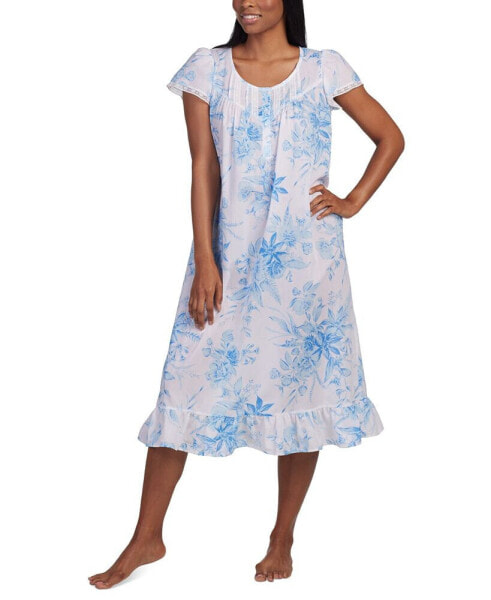 Women's Cotton Floral Ruffled Nightgown