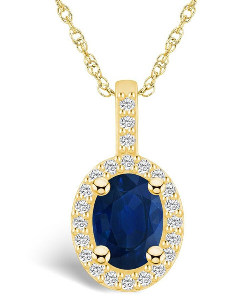 Macy's sapphire (1-1/2 Ct. t.w.) and Diamond (1/4 Ct. t.w.) Halo Pendant Necklace