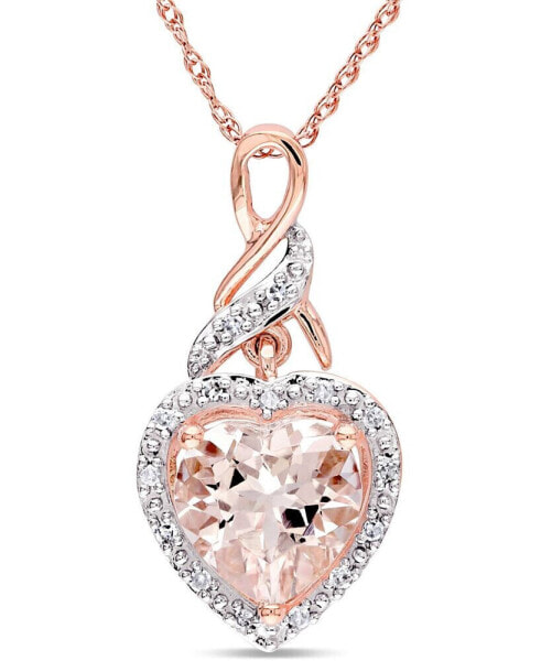Macy's morganite (1-3/4 ct. t.w.) & Diamond (1/20 ct. t.w.) Heart Swirl 17" Pendant Necklace in 10k Rose Gold