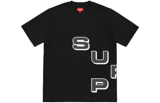 Supreme FW18 Stagger Tee Black 字母Logo短袖T恤 男女同款 黑色 / Футболка Supreme FW18 Stagger Tee Black LogoT SUP-FW18-223