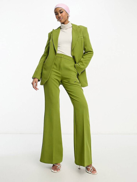 ASOS DESIGN flare suit trouser in moss