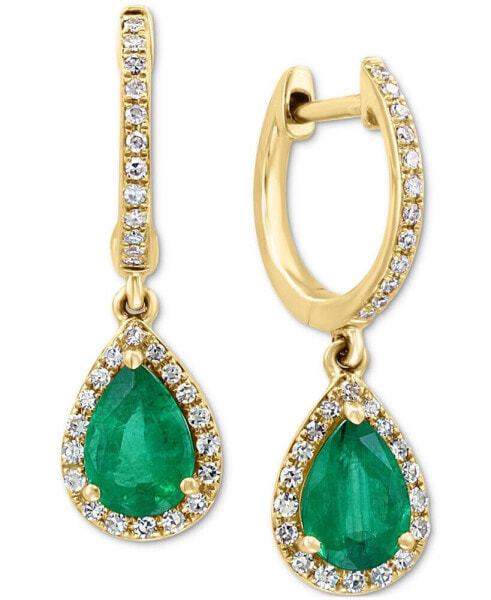 EFFY® Emerald (1-1/6 ct. t.w.) & Diamond (1/4 ct. t.w.) Drop Earrings in 14k Gold