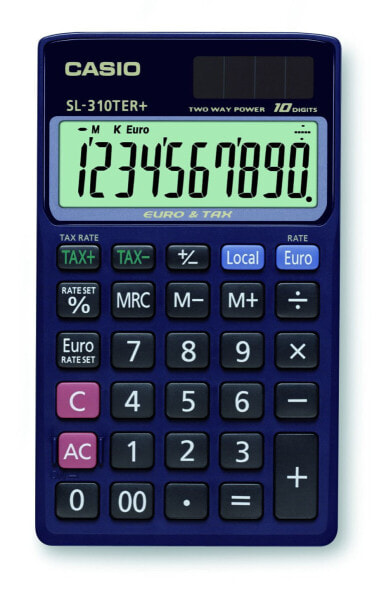 Casio SL-310TER+ - Pocket - Basic - 10 digits - 1 lines - Battery/Solar - Blue