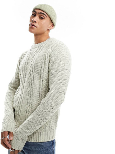 Jack & Jones cable jumper in white