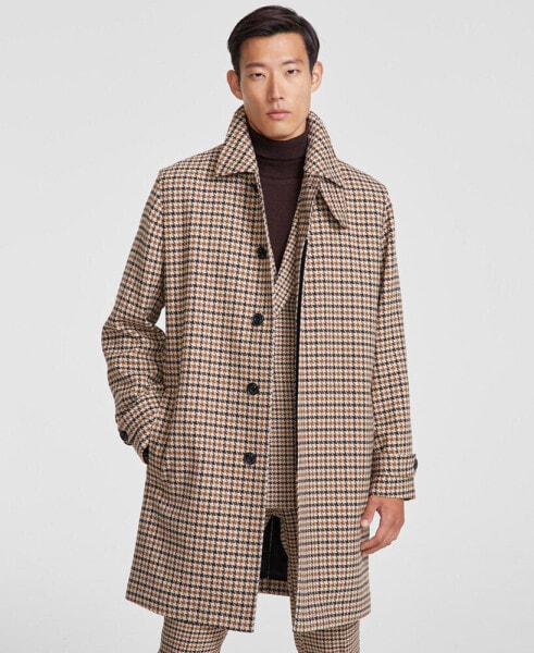 Men's Modern-Fit Houndstooth Overcoat